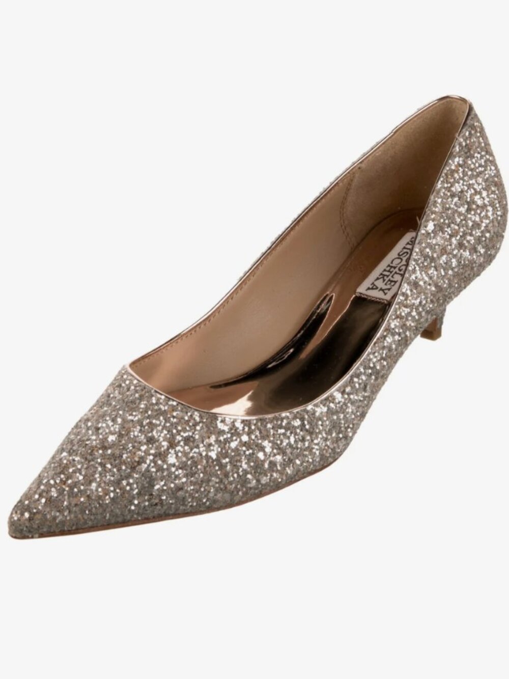 Badgley Mischka Madison II Champagne Glitter Pumps | Size 7